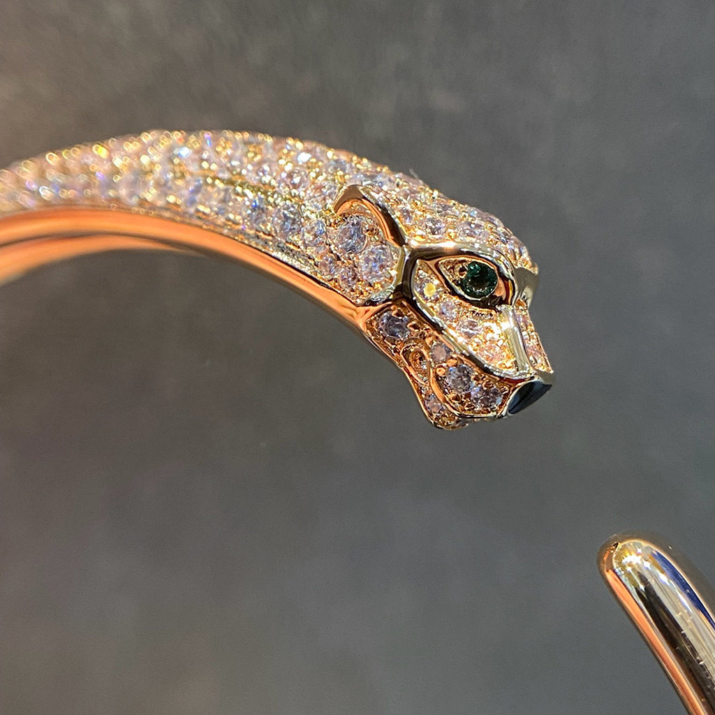 [Raffine]PANTHERE HALF DIAMOND OPEN BRACELET