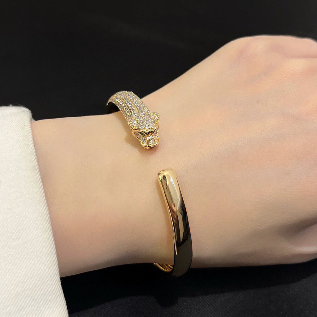 [Raffine]PANTHERE HALF DIAMOND OPEN BRACELET