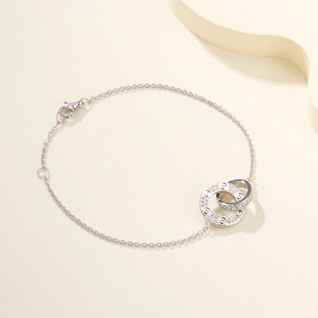 [Raffine]LOVE DOUBLE RING FULL DIAMOND BRACELET