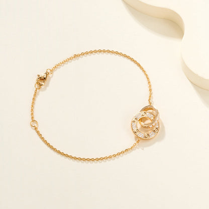 [Raffine]LOVE DOUBLE RING FULL DIAMOND BRACELET