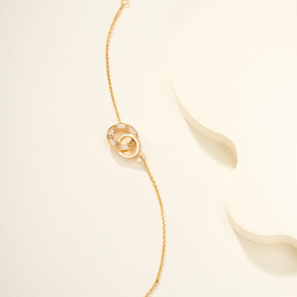 [Raffine]LOVE DOUBLE RING FULL DIAMOND BRACELET