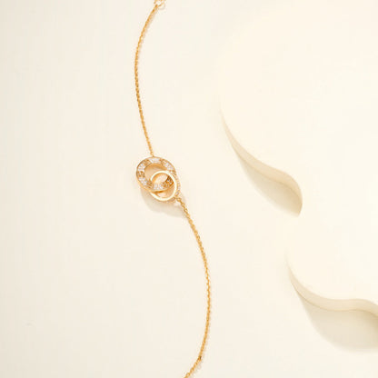 [Raffine]LOVE DOUBLE RING FULL DIAMOND BRACELET