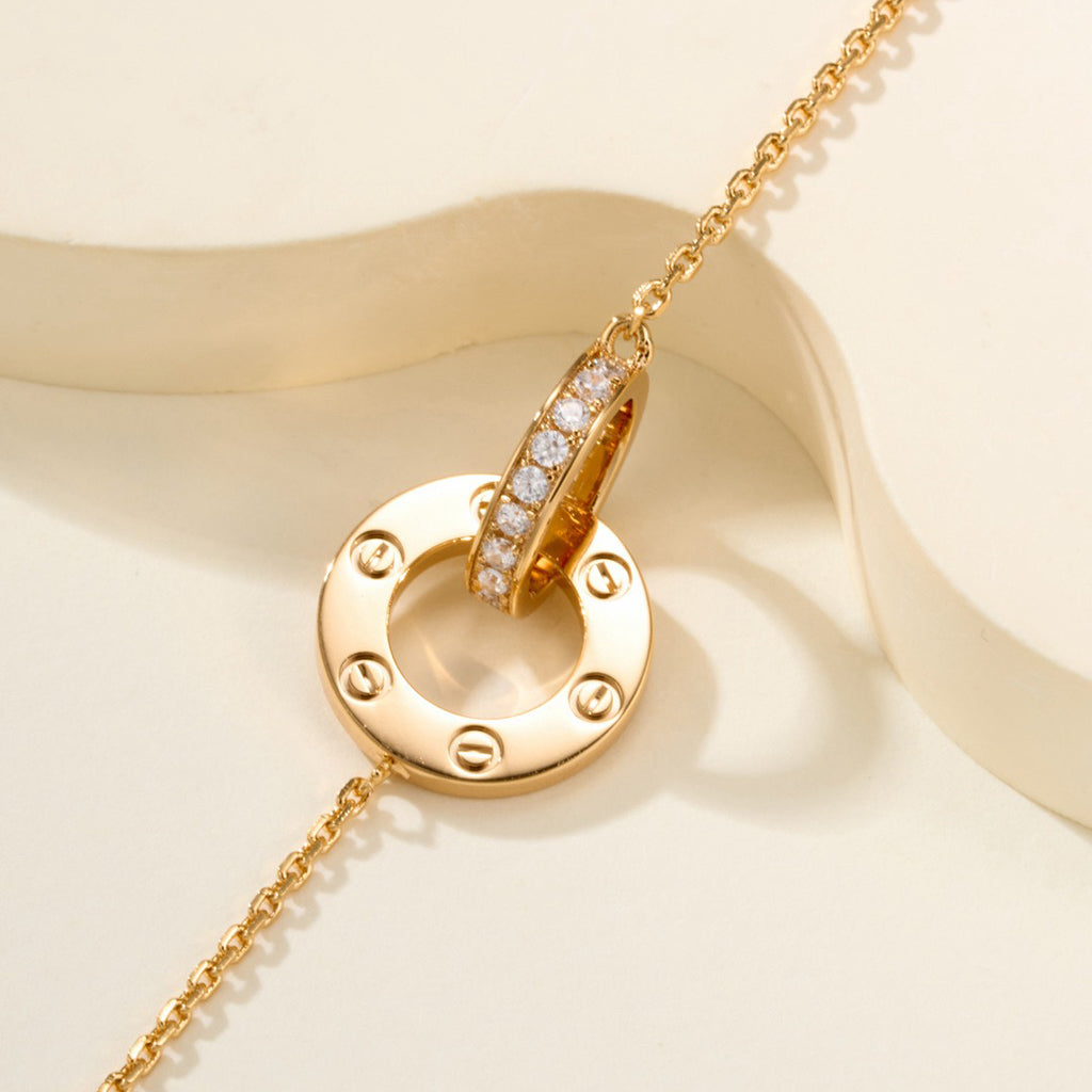 [Raffine]LOVE DOUBLE RING FULL DIAMOND BRACELET