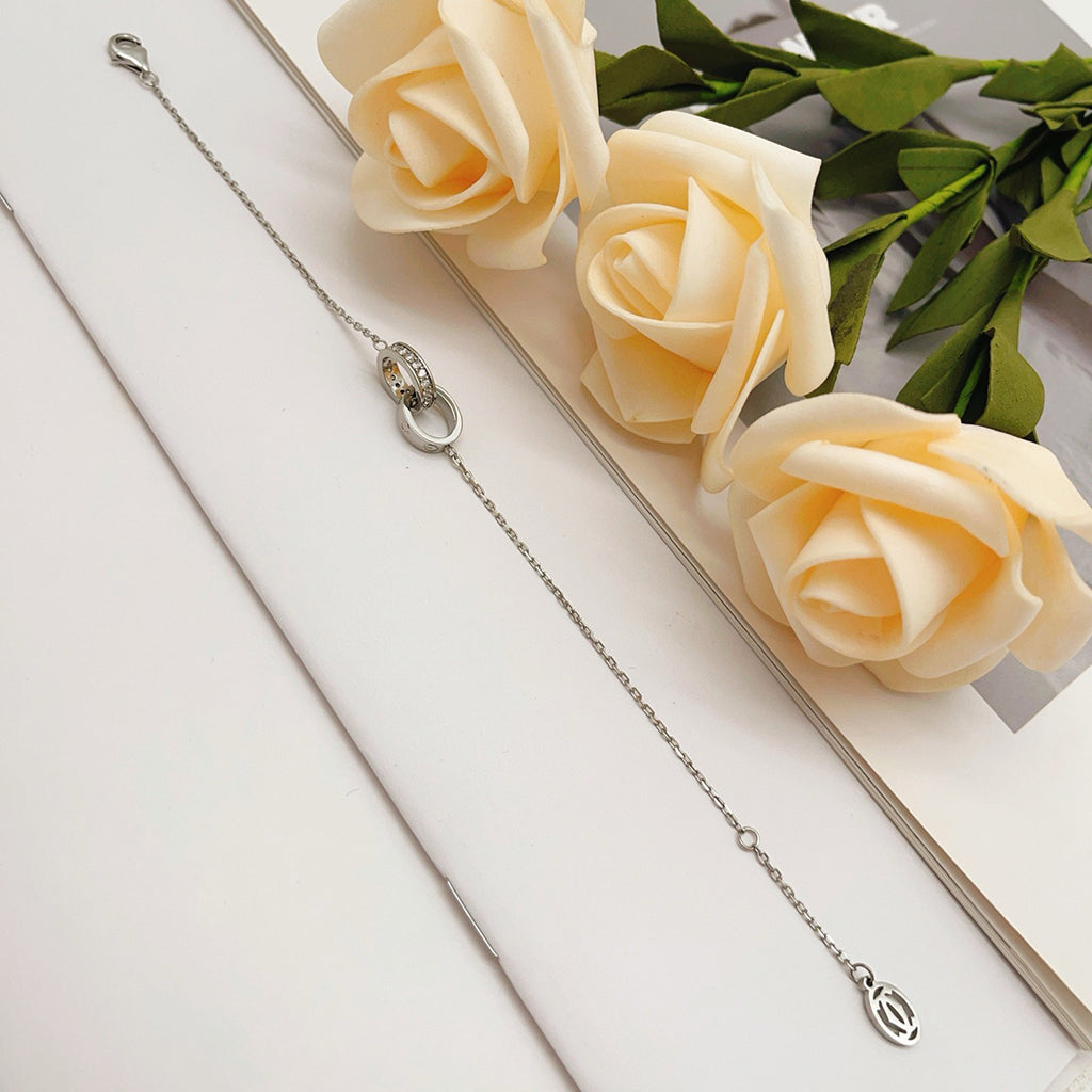 [Raffine]LOVE DOUBLE RING HALF DIAMOND BRACELET