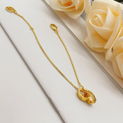[Raffine]LOVE DOUBLE RING HALF DIAMOND BRACELET