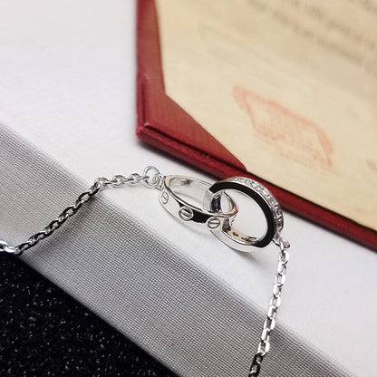 [Raffine]LOVE DOUBLE RING HALF DIAMOND BRACELET