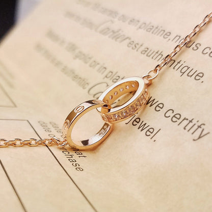 [Raffine]LOVE DOUBLE RING HALF DIAMOND BRACELET