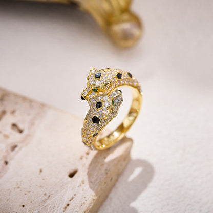 [Raffine]PANTHERE DOUBLE HEADED FULL DIAMOND  RING