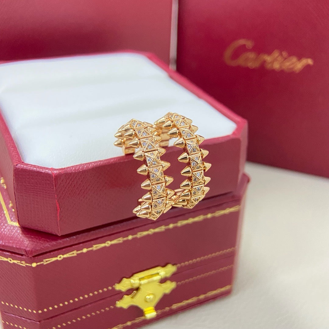 [Raffine]CLASH 6.4MM FULL DIAMOND SMALL EARRINGS