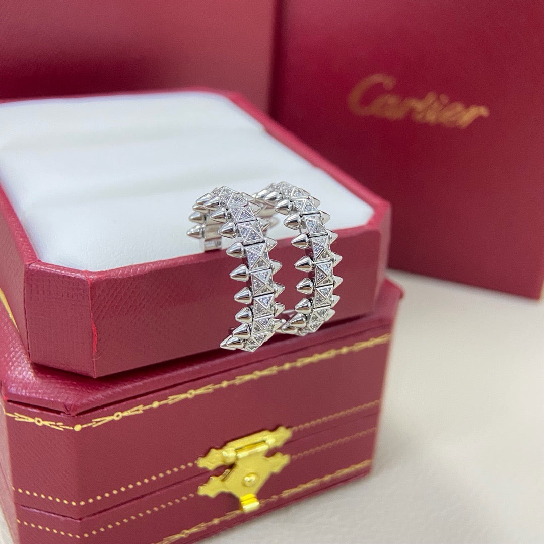 [Raffine]CLASH 6.4MM FULL DIAMOND SMALL EARRINGS