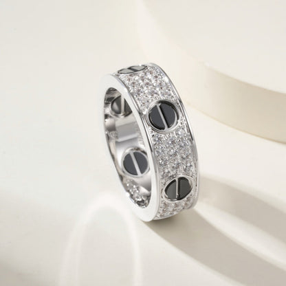 [Raffine]LOVE RING 5.5MM DIAMONDS PAVED CERAMIC