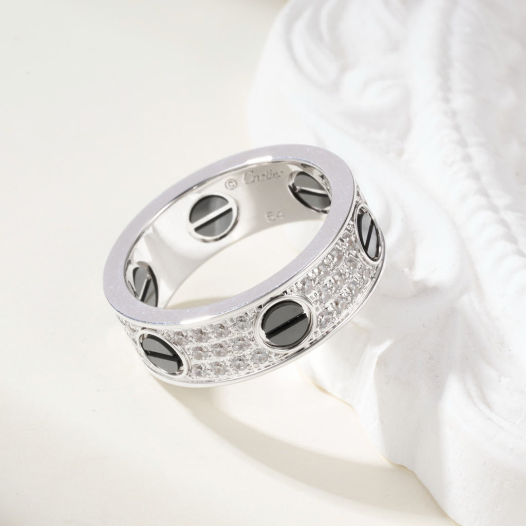 [Raffine]LOVE RING 5.5MM DIAMONDS PAVED CERAMIC