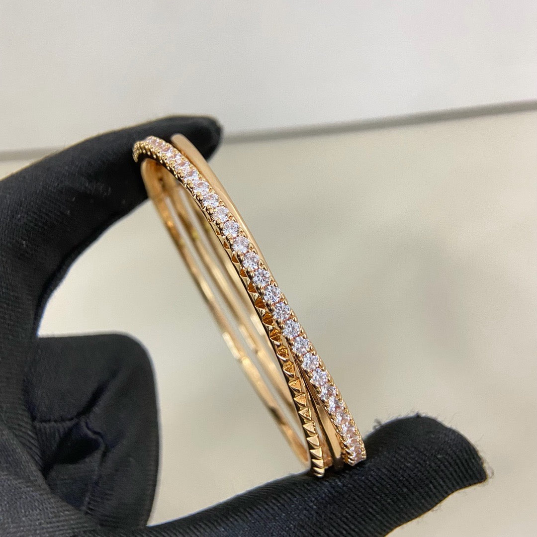 [Raffine]ETINCELLE HALF-PAVED DIAMOND BRACELET