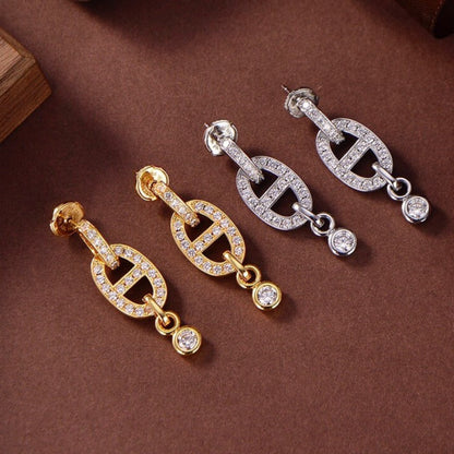 [RAFFINE] PENDIENTES DE DIAMANTES HM CHAINE