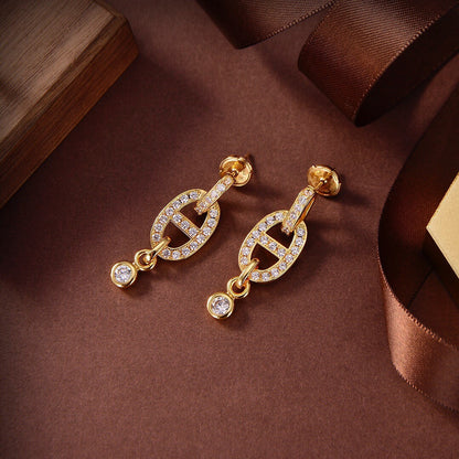 [RAFFINE] PENDIENTES DE DIAMANTES HM CHAINE
