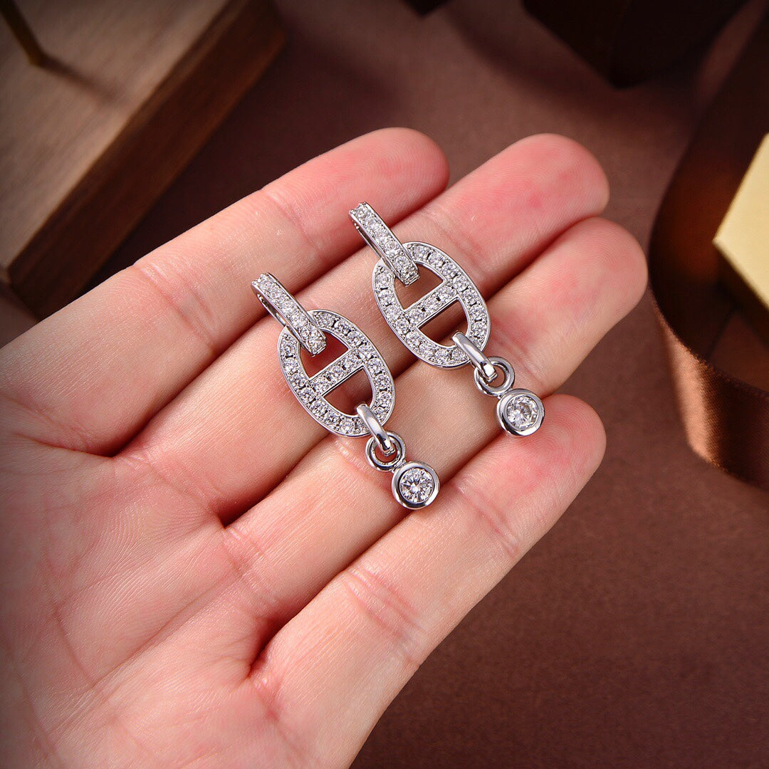 [RAFFINE] PENDIENTES DE DIAMANTES HM CHAINE