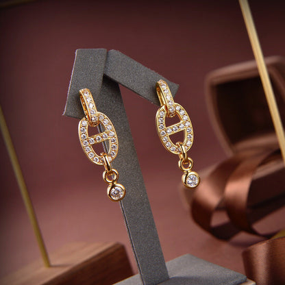 [RAFFINE] PENDIENTES DE DIAMANTES HM CHAINE