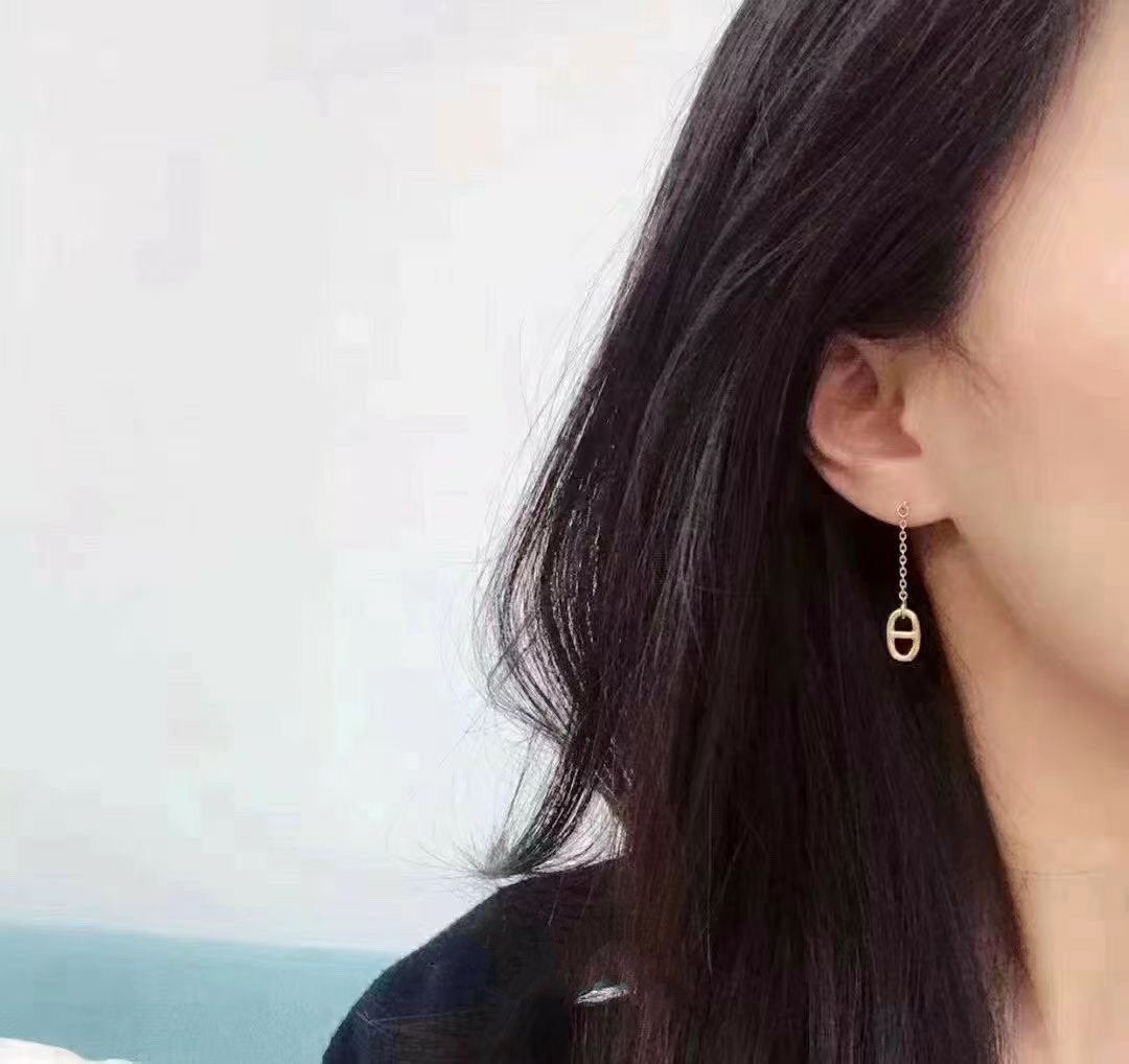[RAFFINE]PENDIENTES BORLAS DE CADENA