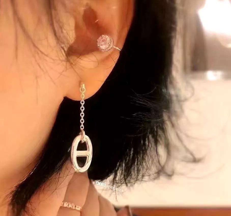 [RAFFINE]PENDIENTES BORLAS DE CADENA