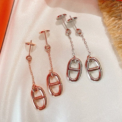 [RAFFINE]PENDIENTES BORLAS DE CADENA