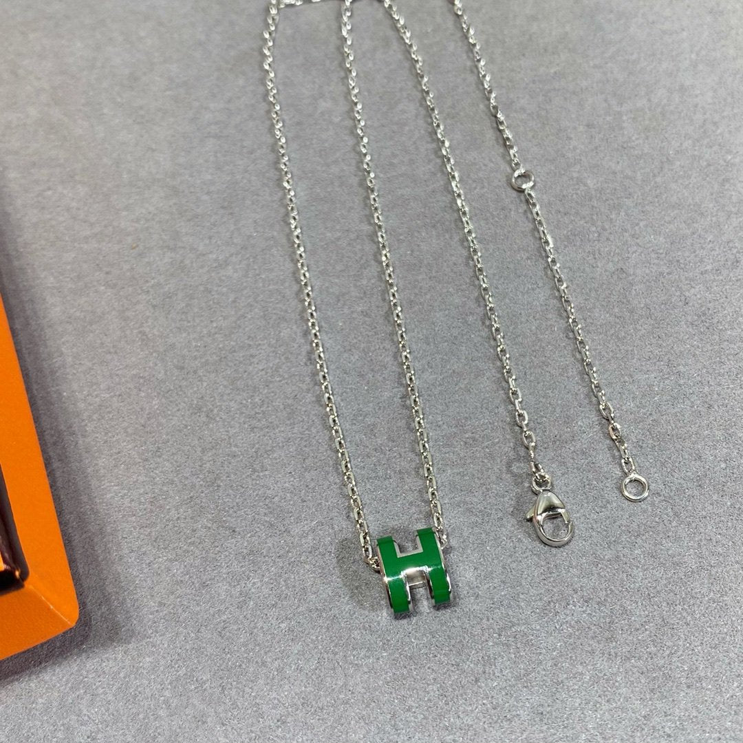 [RAFFINE]POP H GREEN NECKLACE SILVER AND GOLD