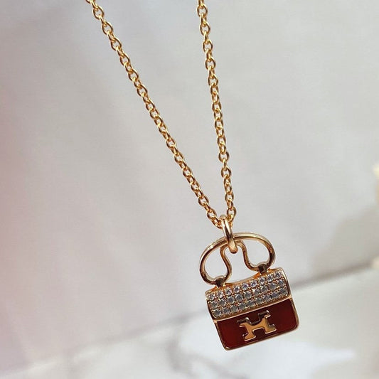 [RAFFINE]CONSTANCE RED PEDANT PINK GOLD NECKLACE