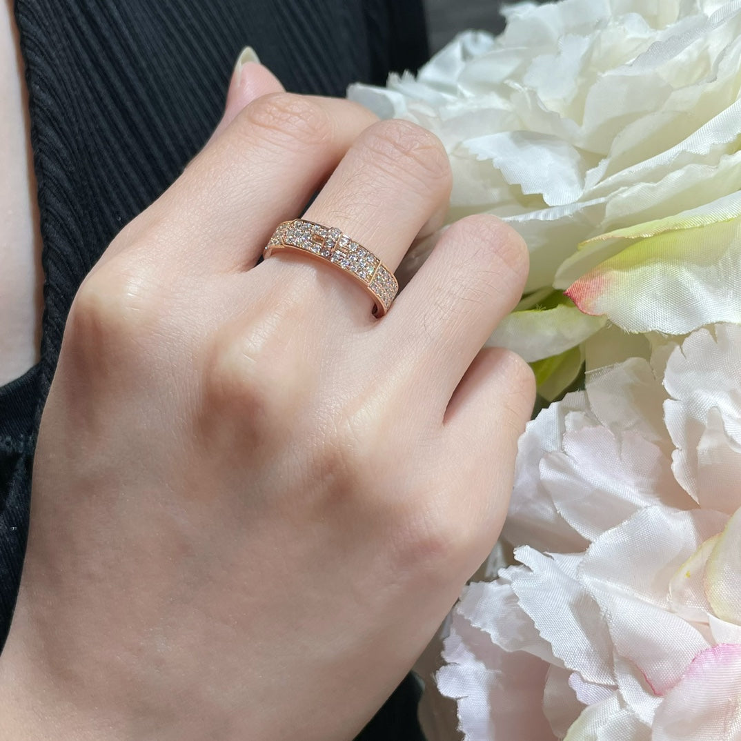 [RAFFINE] ANILLO KELLY DE ORO ROSA CON DIAMANTES