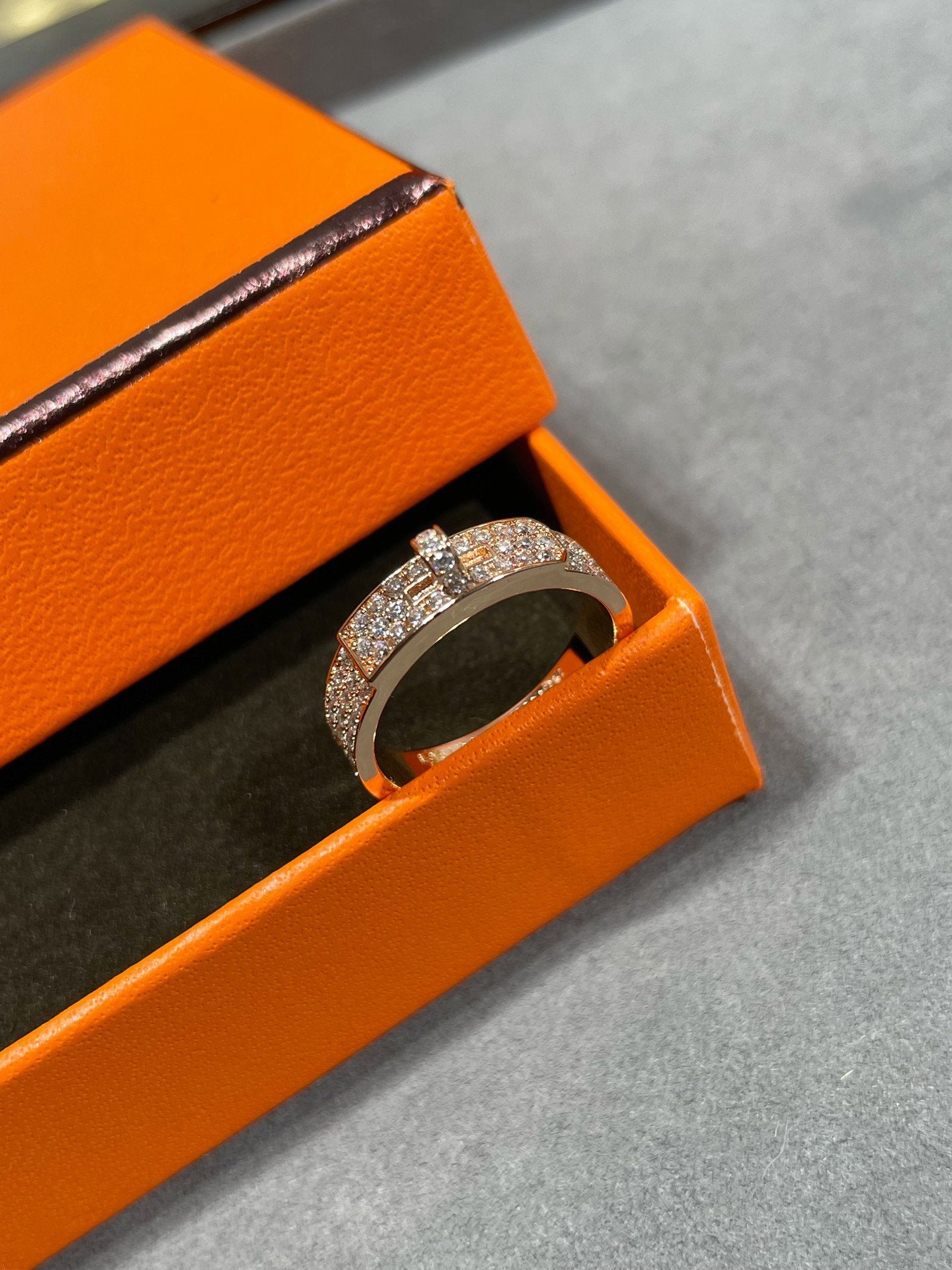 [RAFFINE] ANILLO KELLY DE ORO ROSA CON DIAMANTES