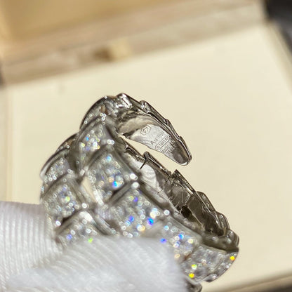 [RAFFINE]SERPENTI DOUBLE RING SILVER DIAMOND PAVED