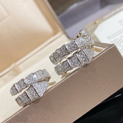 [RAFFINE]SERPENTI DOUBLE RING SILVER DIAMOND PAVED