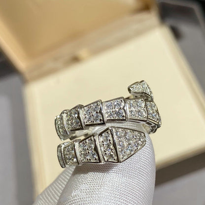 [RAFFINE]SERPENTI DOUBLE RING SILVER DIAMOND PAVED