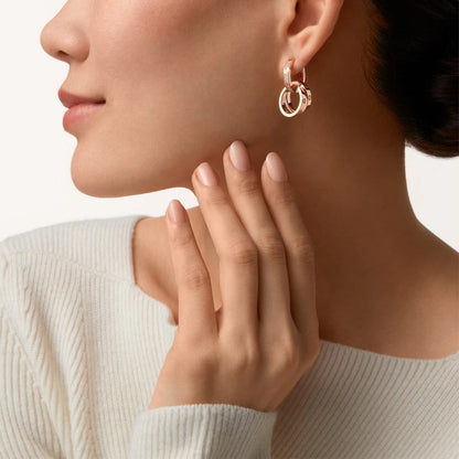 [Raffine]LOVE 3.3MM DANGLE HALF DIAMOND EARRINGS