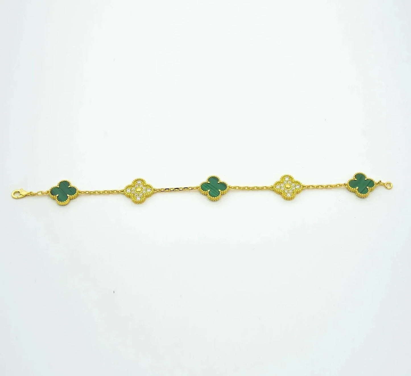 [RAFFINE] CLOVER 5 MOTIF MALACHITE BRACELET COLLECTION