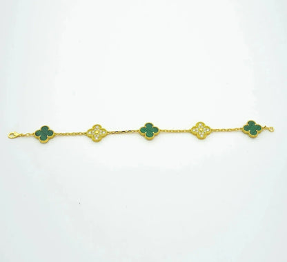 [RAFFINE] CLOVER 5 MOTIF MALACHITE BRACELET COLLECTION