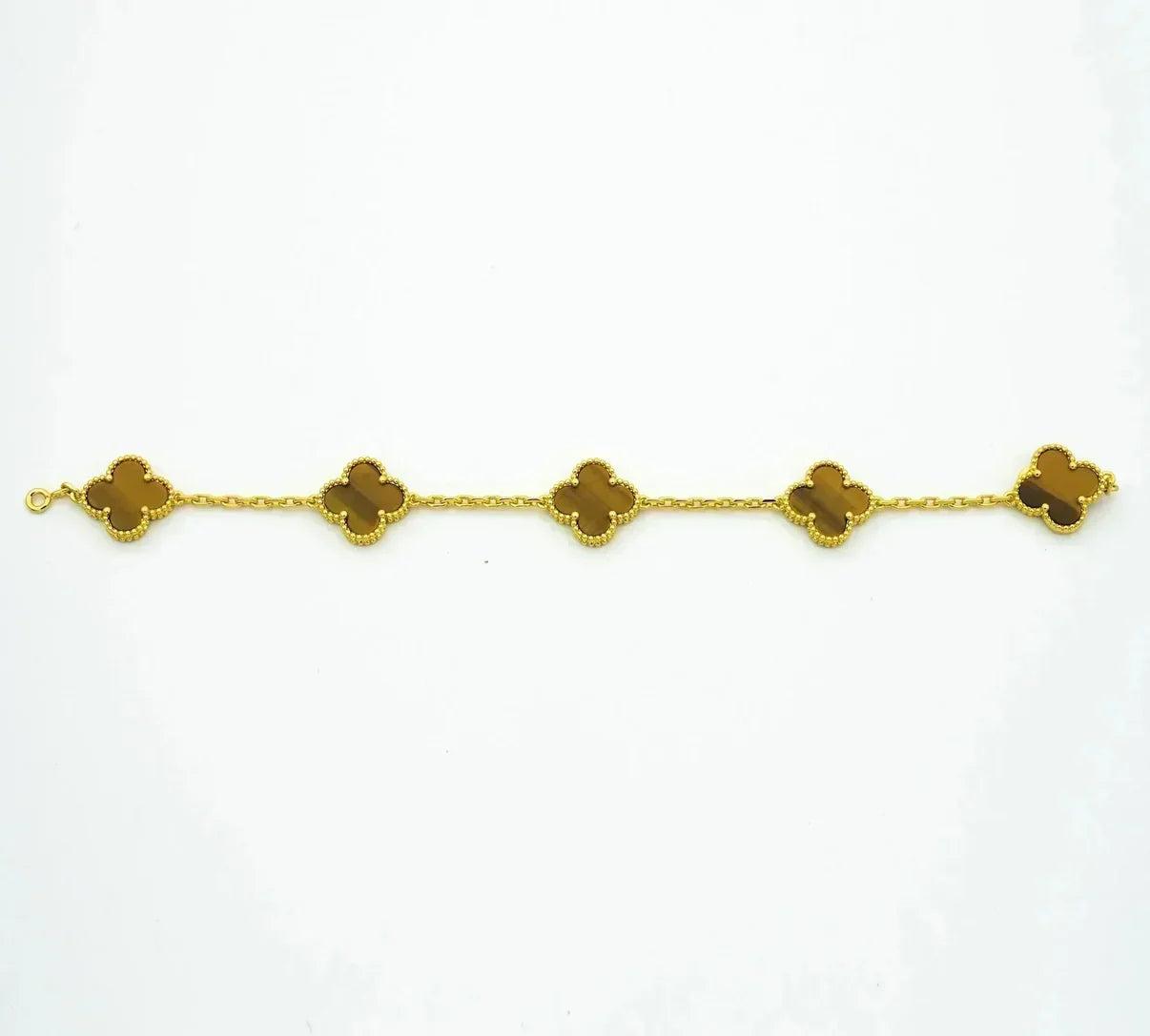 [RAFFINE] CLOVER 5 MOTIFS TIGER EYE BRACELET COLLECTION
