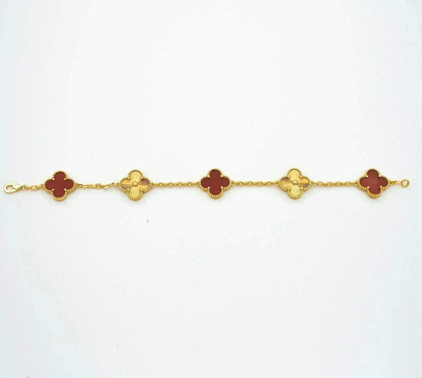 [RAFFINE]CLOVER  5 MOTIFS CARNELIAN GOLD BRACELET
