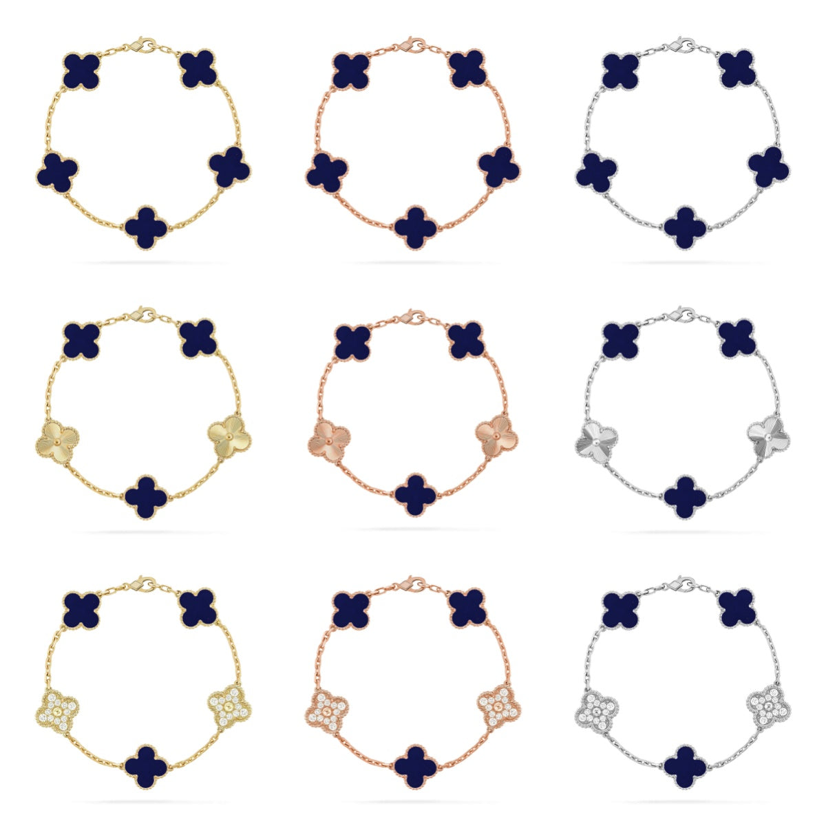 [RAFFINE]CLOVER 5 MOTIF LAPIS LAZULI BRACELET COLLECTION