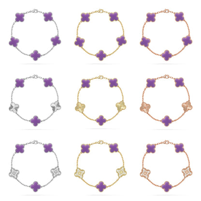 [RAFFINE]CLOVER 5 MOTIF LIGHT PURPLE BRACELET COLLECTION