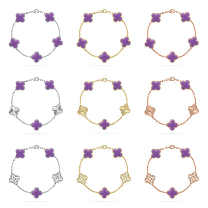 [LUXE]CLOVER 5 MOTIF LIGHT PURPLE BRACELET COLLECTION