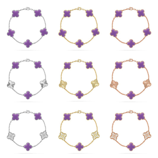 [LUXE]CLOVER 5 MOTIF LIGHT PURPLE BRACELET COLLECTION