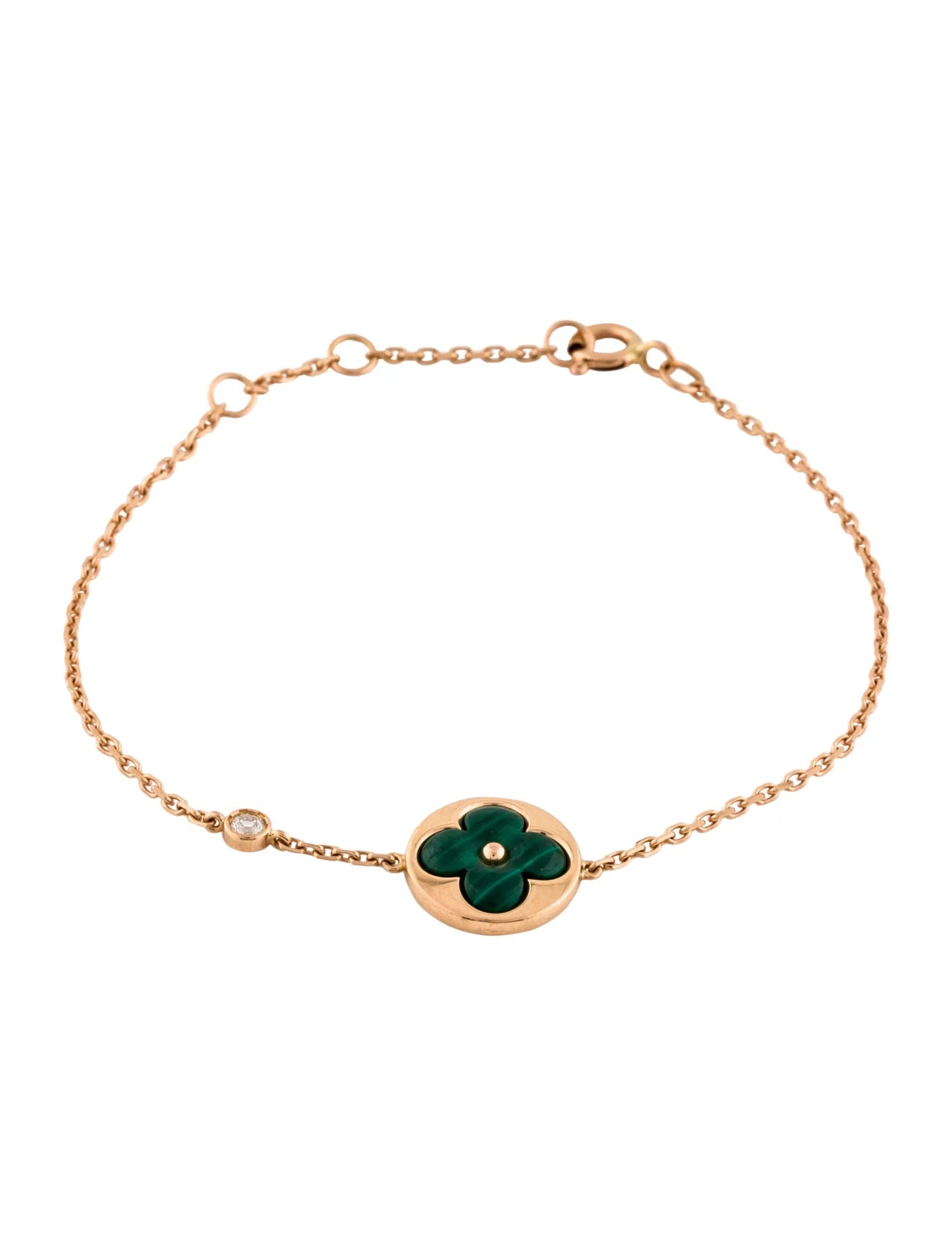 [RAFFINE]SUN MALACHITE 1 DIAMOND PINK GOLD BRACELET