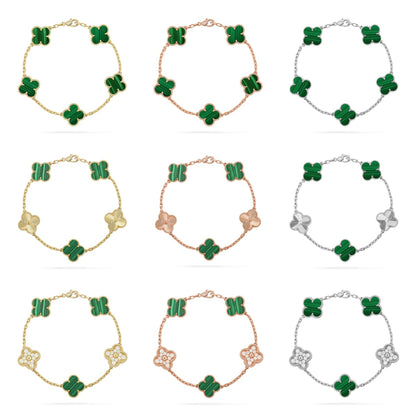 [RAFFINE] CLOVER 5 MOTIF MALACHITE BRACELET COLLECTION