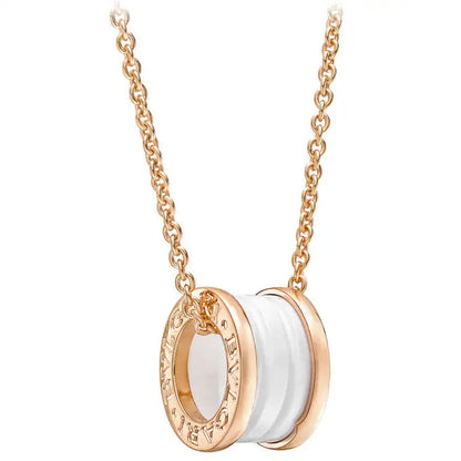 [RAFFINE]ZERO 1 COLLAR DE CERÁMICA BLANCA Y ORO ROSA CON DIAMANTES