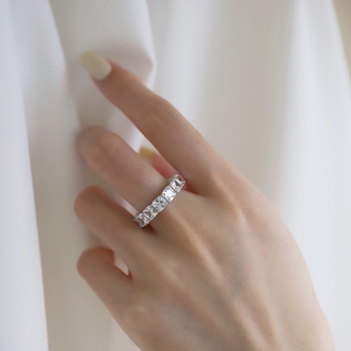 [RAFFINE]Elegant Princess Cut Tennis Ring