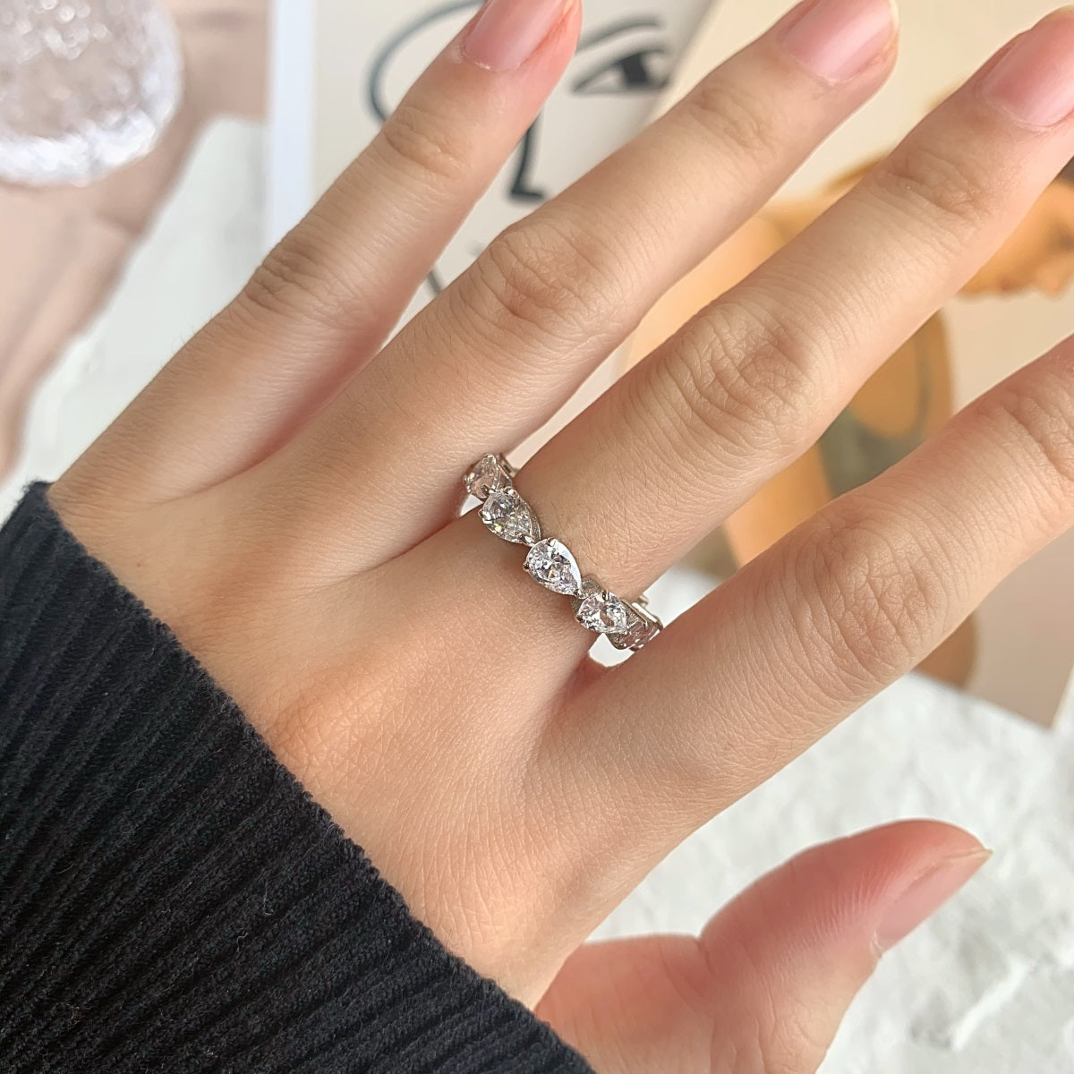 [RAFFINE]Exquisite Pear Cut Tennis Ring