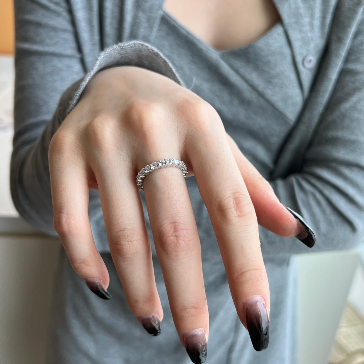 [RAFFINE]Sparkling Round Cut Tennis Ring
