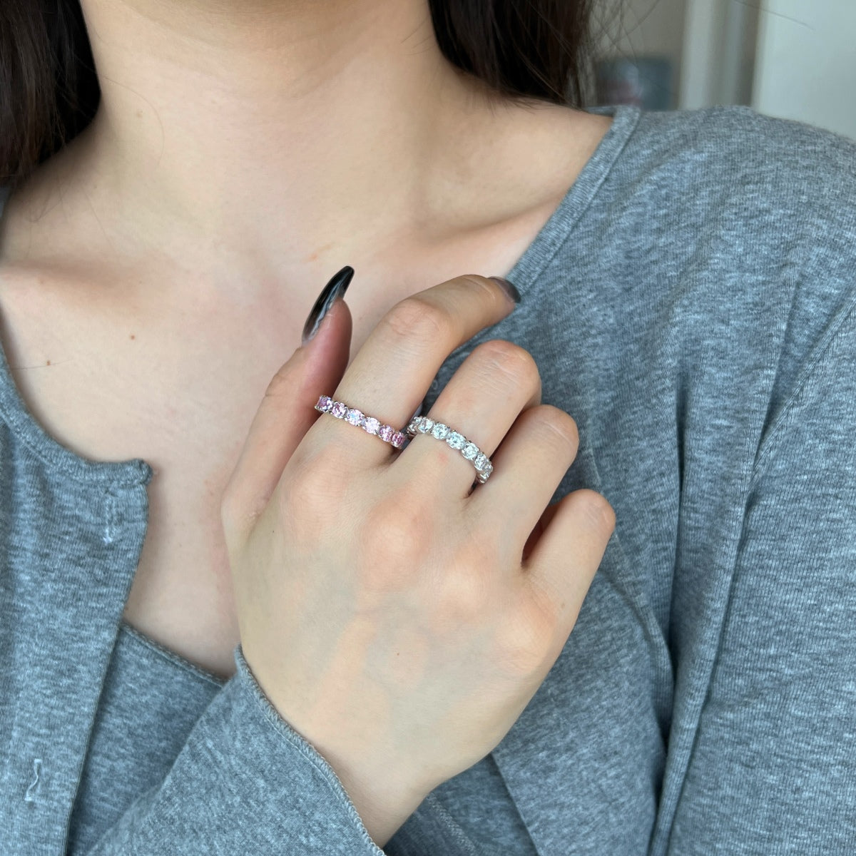 [RAFFINE]Eternity Round Cut Tennis Ring