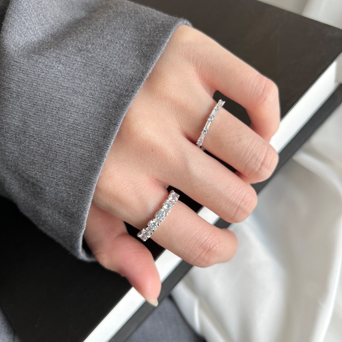 [RAFFINE]Eternity Round Cut Tennis Ring