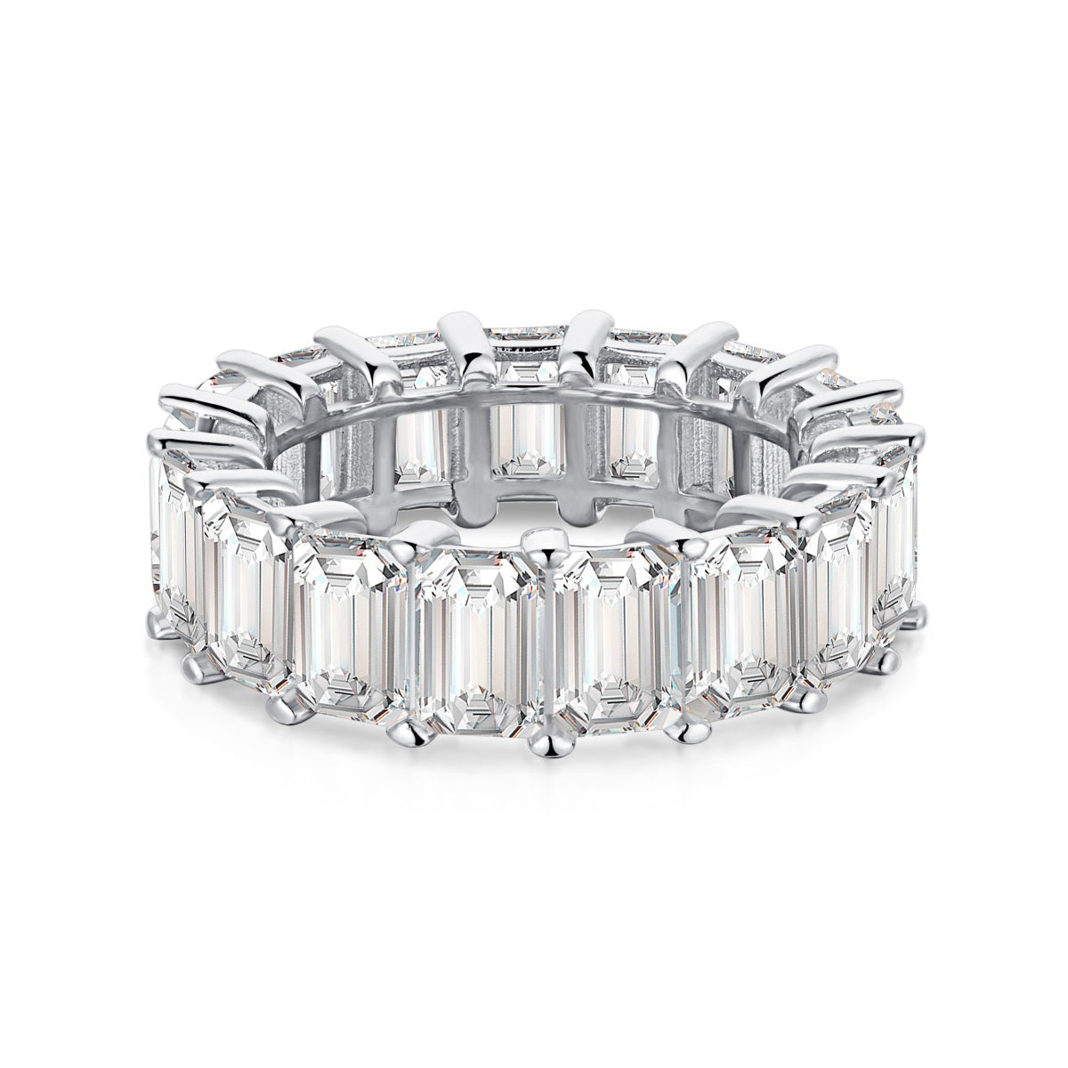 [RAFFINE]0.75 Carat Elegant Emerald Cut Tennis Ring