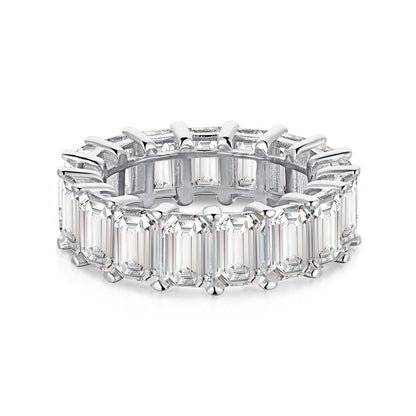 [RAFFINE]0.75 Carat Elegant Emerald Cut Tennis Ring